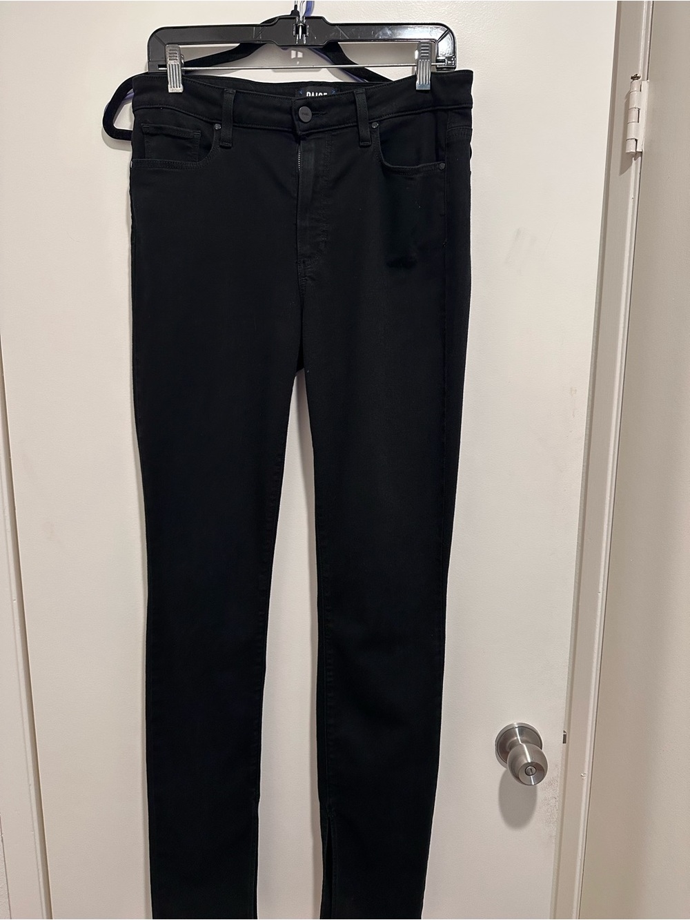 PAIGE Black Zip-Front Skinny Jeans